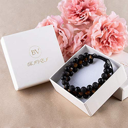 8mm Natural Lava Rock Stone Bracelets for Men, Healing Crystal Essential Oil Diffuser Beads Bracelet Chakra Yoga Energy Anxiety Gemstone Bracelet - color: Yellow Tiger Eye + Lava Rock + Agate