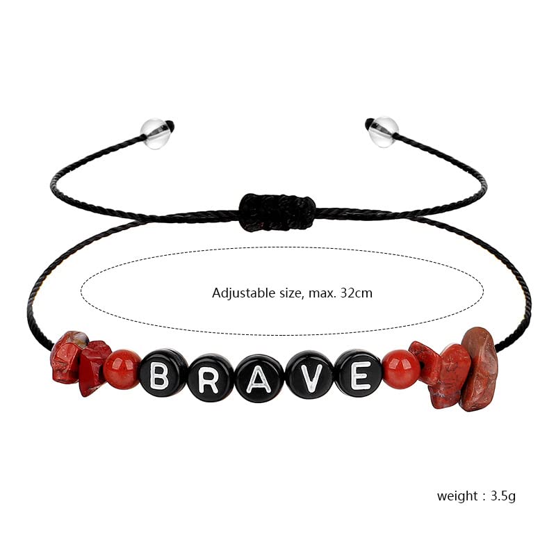 COLORFUL BLING Handmade Healing Chakra Beaded Bracelet with Spiritual Meaningful Card Crystal Natural Stone Strand Bracelet for Women Reiki Yoga Meditation Jewelry Protection Gifts - color: brave