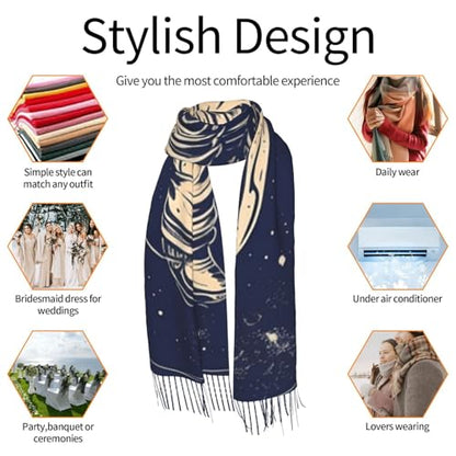 Astronaut Sitting in Yoga Chakra Scarf for Women Warm Soft Scarves Fashion Fringed Shawl Casual Tassel Blanket Scarf - color: Astronaut Men