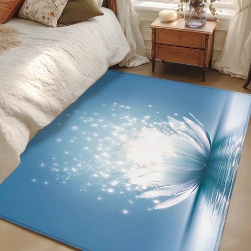 3x5ft Rectangle Rug,Meditation Lotus Flower Washable Area Rugs Non-Slip Accent Rug Asian Zen Spiritual Soft Circle Carpet for Living Room Bedroom Home Office Decor - size: 36x60in