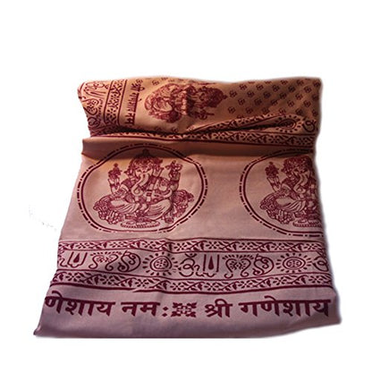Prabhuji's Gifts Meditation Yoga Prayer Shawl with Ganesh, Peach Multi-Use Wrap - Unisex