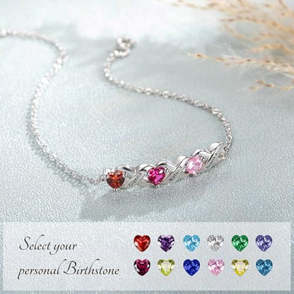 callie Personalized Women Bracelet, Family Bracelet Mother's Day Birthday Gifts for Mom Grandma Wife - color: Family Birth Stone-2