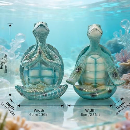 Sea Turtle Yoga Figurines – Zen Meditation Turtle Statues for Coastal Home Decor, Yoga Sea Turtles for Living Room, Bedroom, Bathroom, Zen Garden & Mindfulness Spaces