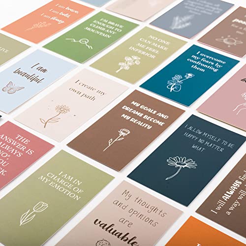 100 Affirmation Cards for Women and Men With 150+ Thought-Provoking Questions, Unique Affirmation cards for stress Relief, Meditation and Self Care Gift For Women and Men. - color: 100Earth