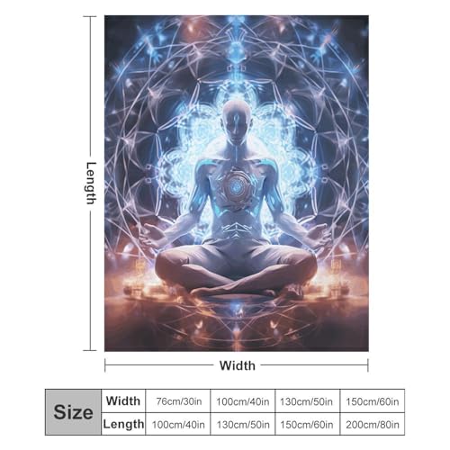 Meditation Energy Throw Blanket Fleece Blanket Fleece Throw Blanket Blanket Throw Large Blanket Bed Blanket Blanket for Bed Flannel Blanket Cute Throw Blanket 50"*60"（130 * 150cm） - size: 50"*60"（130*150cm）