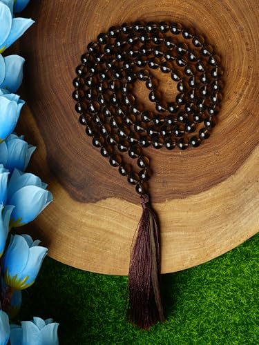 108 Beads Smoky Quartz Mala Necklace for Meditation, Yoga, Prayer, Reiki & Spiritual Healing – Handcrafted 8mm Natural Gemstone Japa Mala for Mindfulness and Spiritual Protection