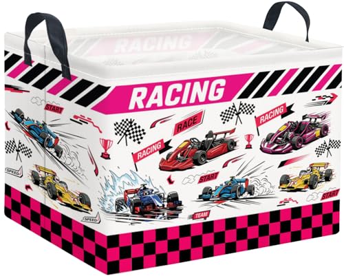 Rectangular Storage Basket Waterproof Collapsible Bin for Bedroom Books Box Room Decor F1 Car 14.9x10.2x9.8 Inches - color: F1 Car