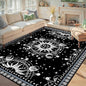 5' X 7' Sun and Moon Rug Boho Celestial Area Rugs for Bedroom Dorm Living Room Bohemian Occult Crescent Solar Stars Galaxy Floor Mat Pad Doormat Carpet,150 X 210cm,Black