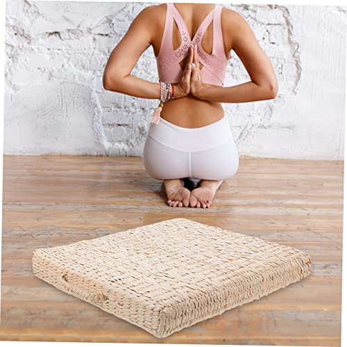 Thick Handmade Woven Meditation Cushion for Yoga and Indoor Use Square Straw Mat Diameter Thickness Elegant Floor Pad for Comfort and Relaxation
