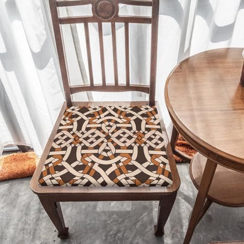 Brown Geometric Pattern Degrees of Comfort Meditation Floor Pillow, Square Large Pillows Seating for Adults, Tufted Corduroy Cushions for Outdoor Yoga Tatami Fireplace Living Room 15x15 Inch