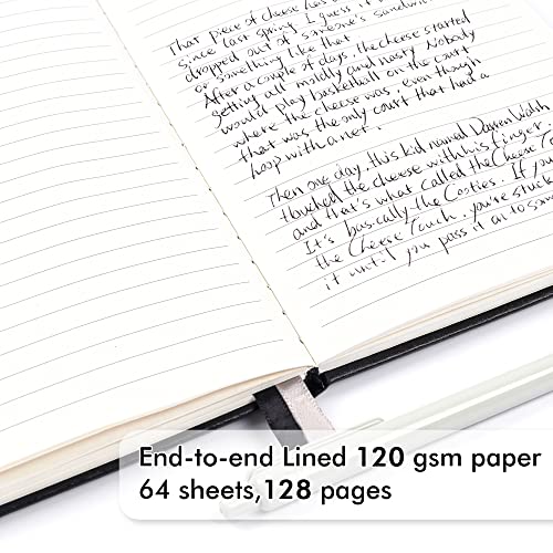 feela 3 Pack Notebooks Journals Bulk with 3 Black Pens, A5 Hardcover Notebook Classic Ruled Lined Journal Set with Pen Holder for Work Business Journaling Note Taking, 120 GSM, 5.1”x8.3”, Black - color: 3 Pack black