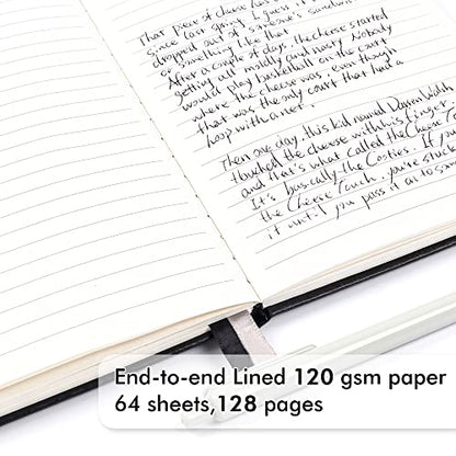 feela 3 Pack Notebooks Journals Bulk with 3 Black Pens, A5 Hardcover Notebook Classic Ruled Lined Journal Set with Pen Holder for Work Business Journaling Note Taking, 120 GSM, 5.1”x8.3”, Black - color: 3 Pack black