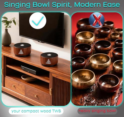 Sound Frequency Machine,Auto Tibetan Singing Bowl, Meditation Generator Instrument - Solfeggio Bath for Yoga, Mindfulness, Vibration System of Chakra Balancing, 5 Tones, 3 Timers - color: Wooden