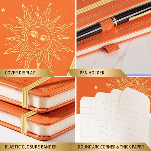 Artfan Ruled Notebook/Journal – Premium Thick Paper Classic Writing Notebook with Pocket + Page Dividers Gifts, Banded, Large, 128 Pages, Hard Cover, Lined (5.3" x 8.26") - Orange - color: Brown 1