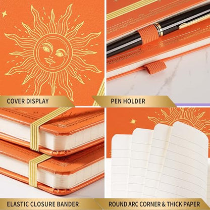Artfan Ruled Notebook/Journal – Premium Thick Paper Classic Writing Notebook with Pocket + Page Dividers Gifts, Banded, Large, 128 Pages, Hard Cover, Lined (5.3" x 8.26") - Orange - color: Brown 1