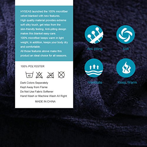 HYSEAS Flannel Fleece Throw Blanket Navy Blue - Super Soft Plush Microfiber Solid Blanket for Couch, Bed, Chair, Sofa - Fuzzy Cozy Lightweight - 50x60 Inch - color: Navy Blue