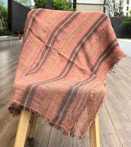 Artistic Retro Cotton And Linen Scarf, Plain Tie Dye Gradient Autumn And Winter New Soft Cotton Shawl - color: Earth Orange