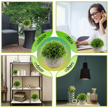 Mini Artificial Plants, 2 Pcs Fake Plants for Bathroom/Home Office Decor, Small Artificial Faux Greenery for House Decorations