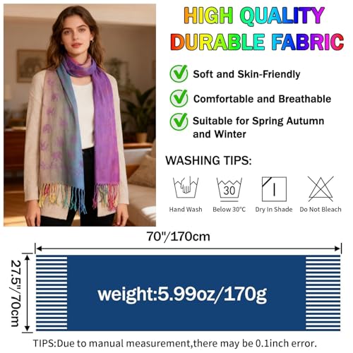 Rave Pashmina Scarf, Fashion Colorful Shawls and Wraps Soft Festival Scarves - color: E-purple (Horse Pattern)