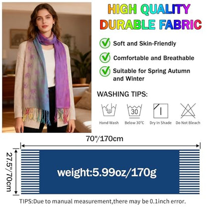 Rave Pashmina Scarf, Fashion Colorful Shawls and Wraps Soft Festival Scarves - color: E-purple (Horse Pattern)