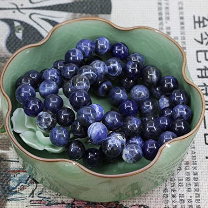 Keleny Semi Precious Stones Natural Gemstones 12mm Round Beads Crystal Stretch Bracelets 7 Inch Unisex - color: Blue Sodalite
