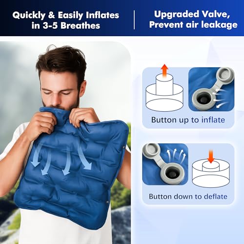 HiiPeak Inflatable Soccer World Cup Seat Cushion, Lightweight Compact Stadium Seat Pad Camping Air Seat Cushion for Gym Football Themed Party Airplane Travel Backpacking Hiking Office Car(Blue) - color: Blue