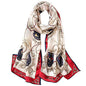 100% Mulberry Silk Long Scarf for Women Large Shawls for Headscarf and Neck- Oblong Hair Wraps with Gift Packed - color: 1-red&navy-carriage