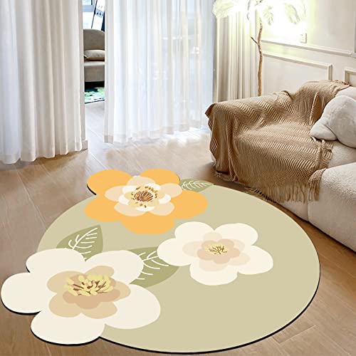 ABREEZE Irregular Large Flower Meditation Mat Non Slip Round Pilates Yoga Mat Natural Rubber with Sueded Surface Exercise Mat - color: Beige, size: 47 Inches