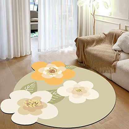 ABREEZE Irregular Large Flower Meditation Mat Non Slip Round Pilates Yoga Mat Natural Rubber with Sueded Surface Exercise Mat - color: Beige, size: 47 Inches