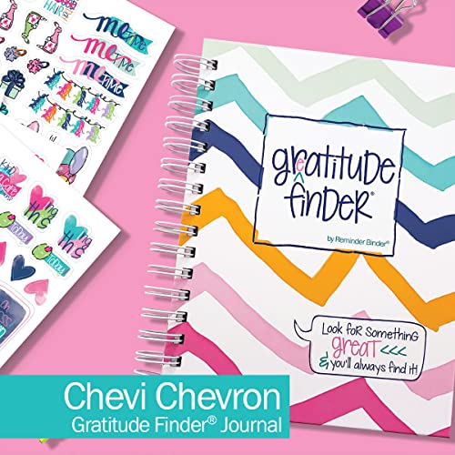 Gratitude Journal 52 Week Daily Positive Thinking for Thankfulness + Sticker Set | Gratitude Finder - color: Summer Chevi + Grateful Heart Stickers