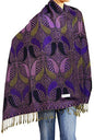 Falari Women's Reversible Paisley Pashmina Shawl Wrap Scarf For Evening Dresses Festivals Any Occasions All Seasons 80"x27" - color: Style 2 - Dark Purple