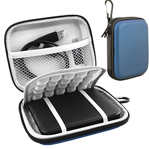 Lacdo Hard Drive Carrying Case for Western Digital WD Elements/WD My Passport/My Passport Ultra Portable External Hard Drive HDD 1TB 2TB 4TB 5TB 6TB USB 3.0 Protective Storage Travel Bag, Blue - color: Blue