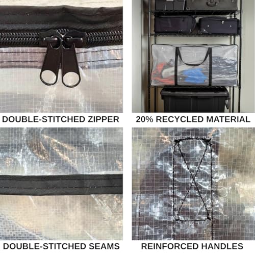 68.5 GAL 2 Pack XXL Jumbo Extra Large Heavy Duty Stronger Handles Storage Bags Moving Totes Zippered Reusable Wrap Around Handle Storage Totes (Translucent/Semi-Transparent)