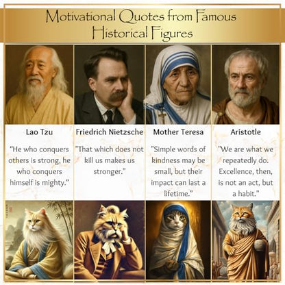Paws of Wisdom Motivational 54-Card Deck. Cat-Themed Historical Quotes, Positive Affirmations & Daily Actions for Personal Growth. Mindfulness & Self-Care Gift for Women, Adults, Teens, & Teachers