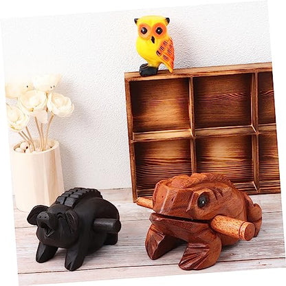 DECHOUS 3pcs Wooden Sound Blocks Animal Music Blocks Toad Pig Owl Decorative Musical Instruments