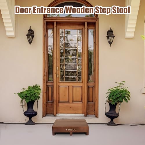 Wooden one Step Stool- Solid Pine Wood Step Riser with Non-Slip Pads, Wood Step Stool for Elderly Adults, high Bed, Bathroom, Kitchen (23.6" L*15.7" W*3.9" H, Brown, 400LBs Capacity) - color: Brown, size: 23.6IN