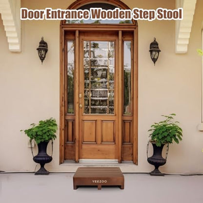 Wooden one Step Stool- Solid Pine Wood Step Riser with Non-Slip Pads, Wood Step Stool for Elderly Adults, high Bed, Bathroom, Kitchen (23.6" L*15.7" W*3.9" H, Brown, 400LBs Capacity) - color: Brown, size: 23.6IN