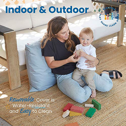 ECR4Kids Jumbo Indoor/Outdoor Kids Floor Pillow Cushion, 27in x 27in, Classroom Essentials, Light Grey - color: Grey