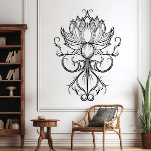 EUSTUGO Lotus Flower Mandala Metal Wall Art, Mandala Metal Wall Decor, Lotus Flower Wall Decor, Spiritual Art for Yoga Meditation Room, Living Room, Bedroom (Gold 1, 35"x25"/90x65cm)