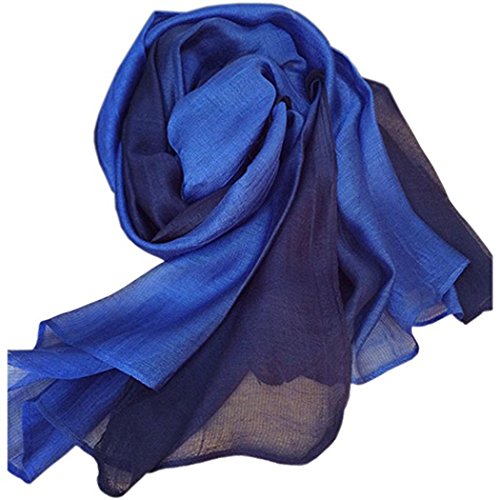 Cotton Silk Scarf Elegant Soft Wraps Color Shade Scarves for Women - color: Royal Blue