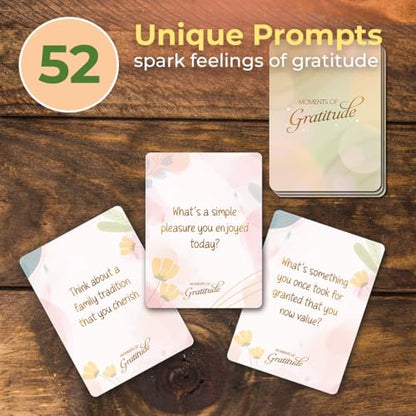 ThinkPsych Moments of Gratitude Cards | 52 Daily Questions for Mindfulness & Self-Reflection | Positive Psychology Self-Care Deck | Teens & Adults Gift | Gratitude Journal Ideas