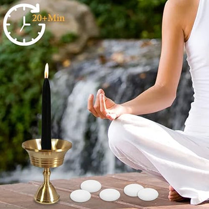 20 Min Black Meditation Candles – 30 Pack, Includes Mini Candle Holder & 12 Wax Dots, Slow Burn, Natural Unscented, for Halloween Yoga Prayer Mindfulness & Relaxation - color: Black, size: 30 Pack