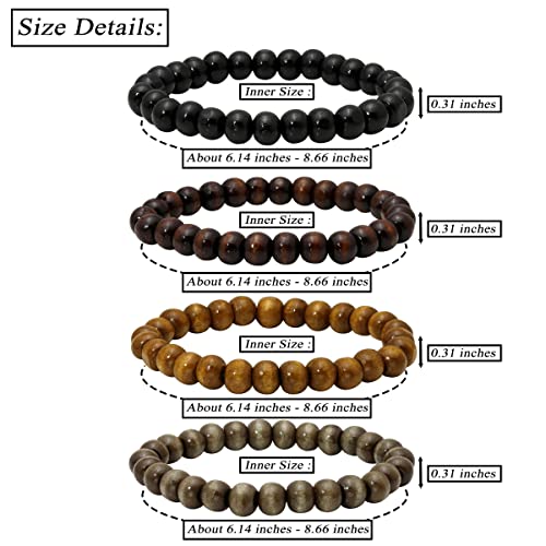 Eigso 6-8mm Wood Beads Bracelet Prayer Beads for Meditation Buddha Tibetan Bracelet for Men and Women