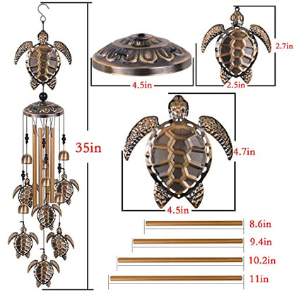 Solawindchime Outdoor Sea Turtles Wind Chimes, Bronze Sea Turtle Wind Chimes, Gift Wind Chime, Turtle Wind Bell, Gifts for Women, for Home, Garden, Indoor, Outdoor Decoration, Garden Wind Chime