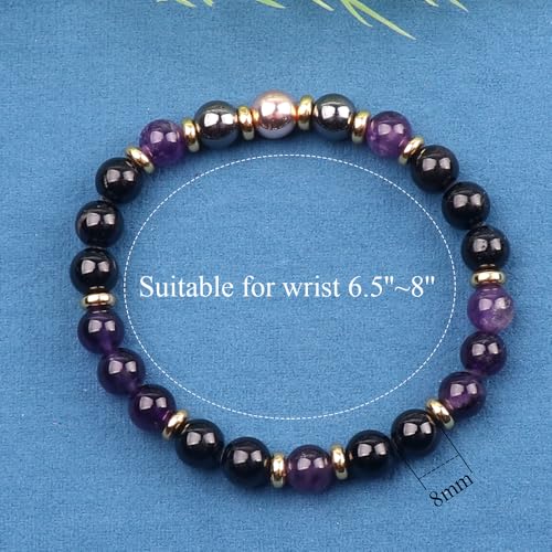 KSQS Healing Stone Bead Bracelet for Women, Natural Gemstones Balance Protection Bracelet, Spiritual Crystal Beads Bracelet Anxiety Relief with Meaning Card - style: Empath