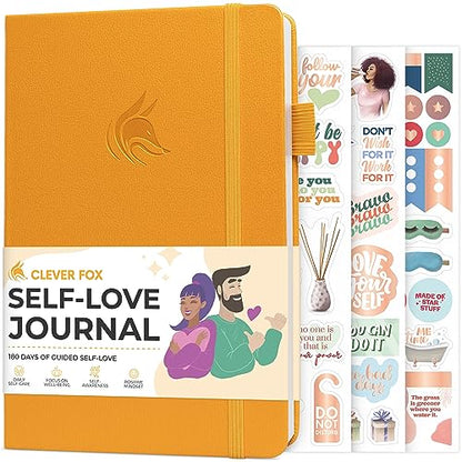 Clever Fox Self-love Journal – Guided Self-Discovery Log for Self-care, Reflection & Self-help, Mental Health, Gratitude & Mindfulness (Amber Yellow) - color: Amber Yellow