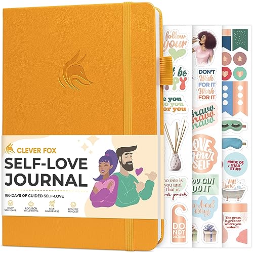 Clever Fox Self-love Journal – Guided Self-Discovery Log for Self-care, Reflection & Self-help, Mental Health, Gratitude & Mindfulness (Amber Yellow) - color: Amber Yellow