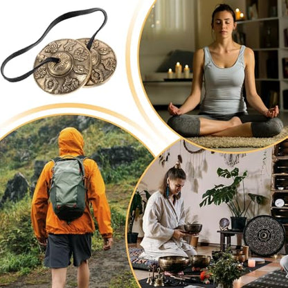 Tibetan Cymbals Bell, Relaxing Spiritual Sound 6.5cm, Meditation Ritual Instrument, Yoga Cymbals Bell, Traditional Spiritual Chime, For Adults, Family, Friends, Holiday