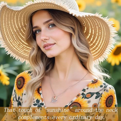 SELENICHAST Spinning Sunflower Necklace,925 Sterling Silver Heart Necklaces,You Are My Sunshine Girlfriend Birthday Jewelry Gifts