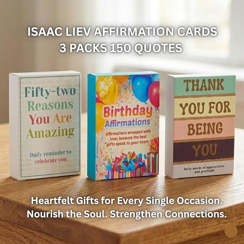 Isaac Liev 150 Affirmation Cards For Women, Appreciation quotes, Motivational and inspirational, 3-Pack Bundle, positivity gift - style: 3-PACK - Birthday, 52 Reasons & Thank You Affirmation